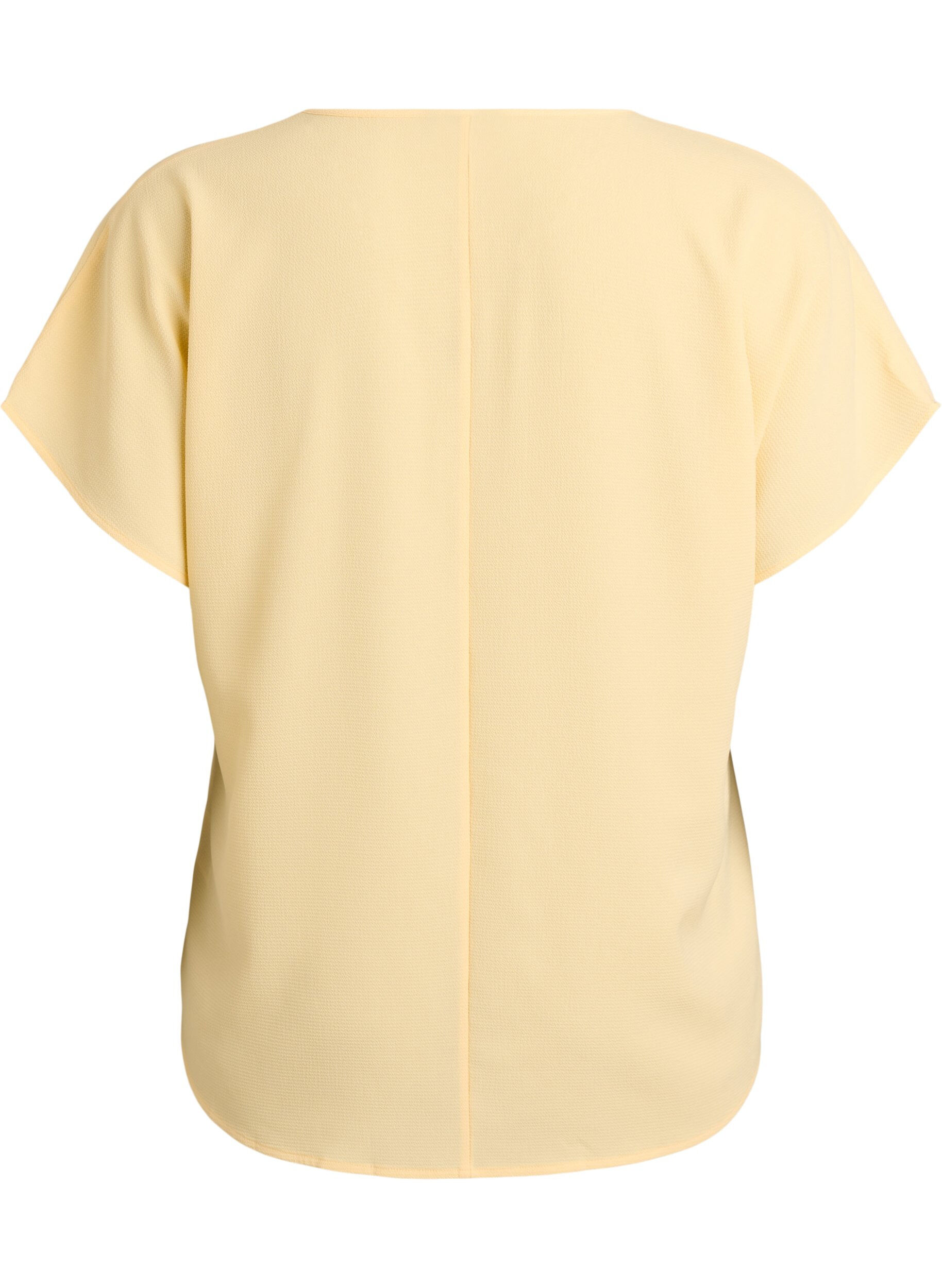 ZizziBluse med korte ermer og rund hals, Gul, Packshot image number 1