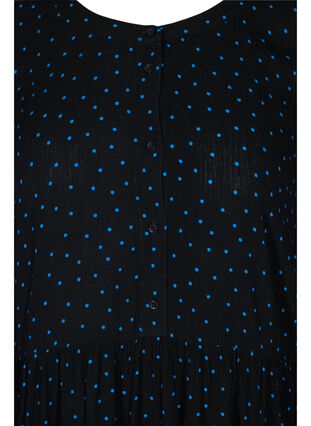Mønstrete viskosetunika med 3/4-ermer, Black w. Blue Dot, Packshot image number 2