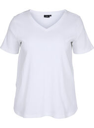 T-skjorte med en ribbet struktur i bomull, Bright White