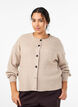 Ribbestrikket cardigan med knapper, Beige, Model image number 0