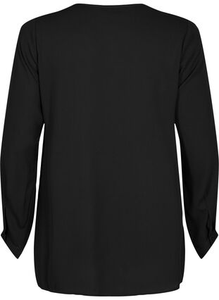 Ensfarget skjorte med v-hals, Black, Packshot image number 1