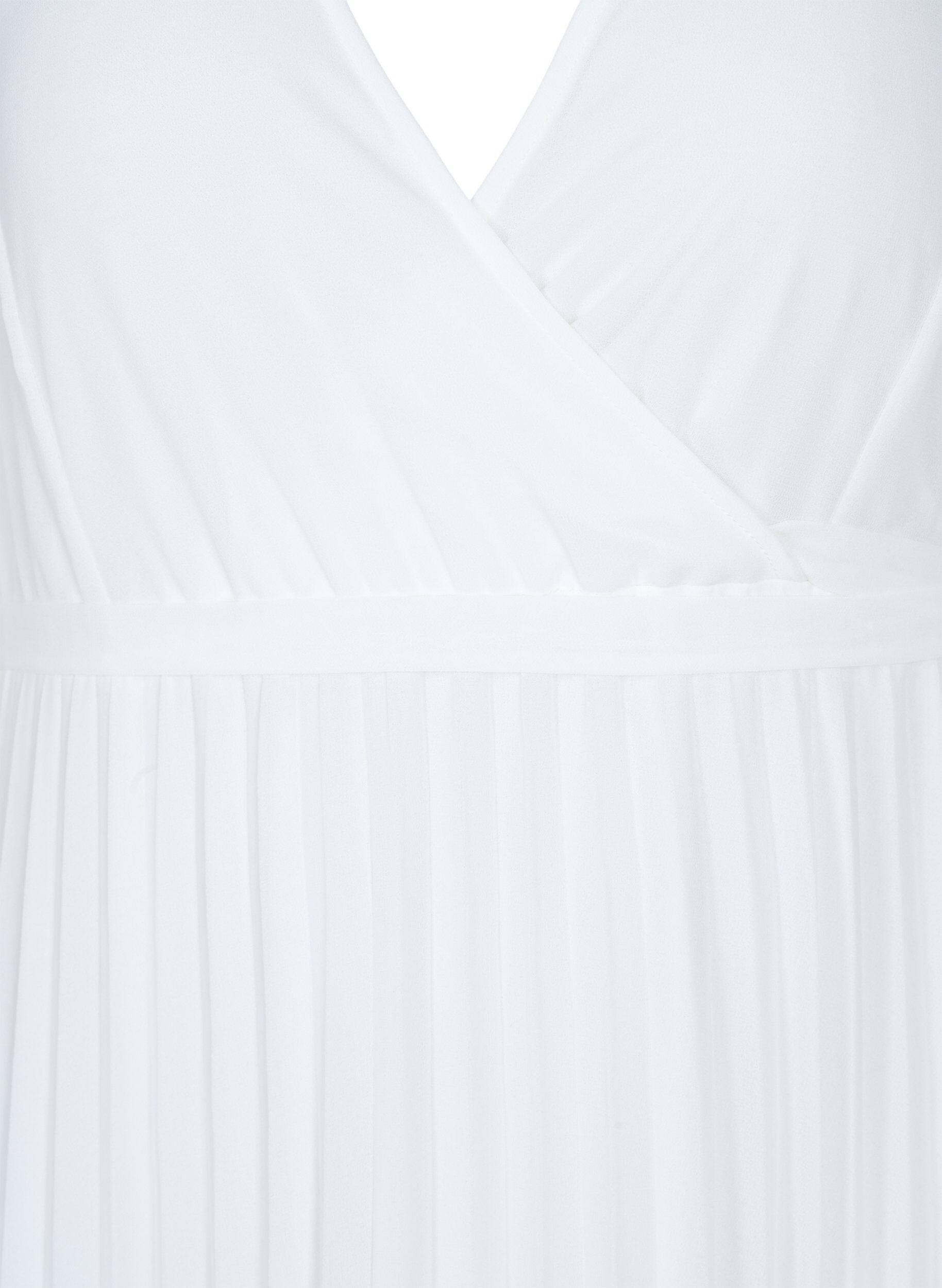 Zizzi Midikjole med pliss&eacute; og korte ermer, Star White, Packshot image number 2