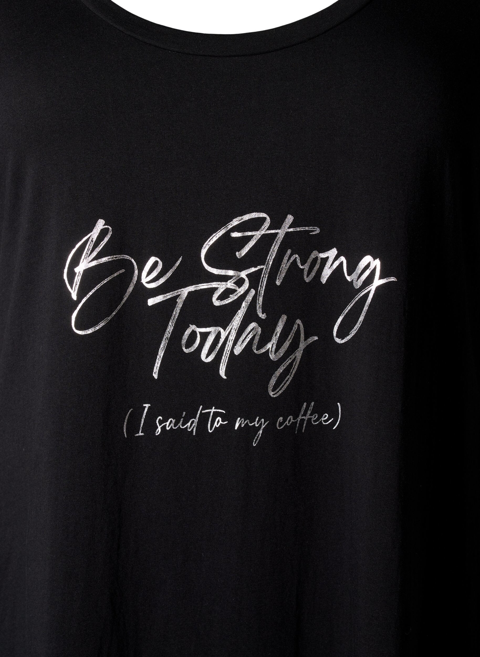 Zizzi Kortermet nattkjole i &oslash;kologisk bomull, Svart, Packshot image number 2