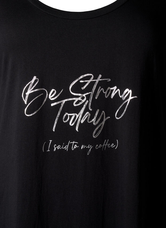 Kortermet nattkjole i &oslash;kologisk bomull, Svart, Packshot image number 2