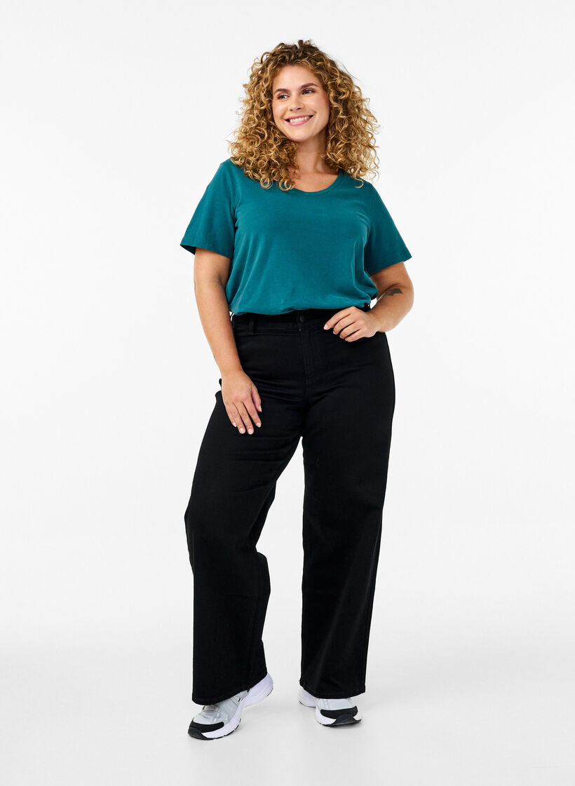 Basis enkel bomulls t-skjorte, Grønn, Model image number 1