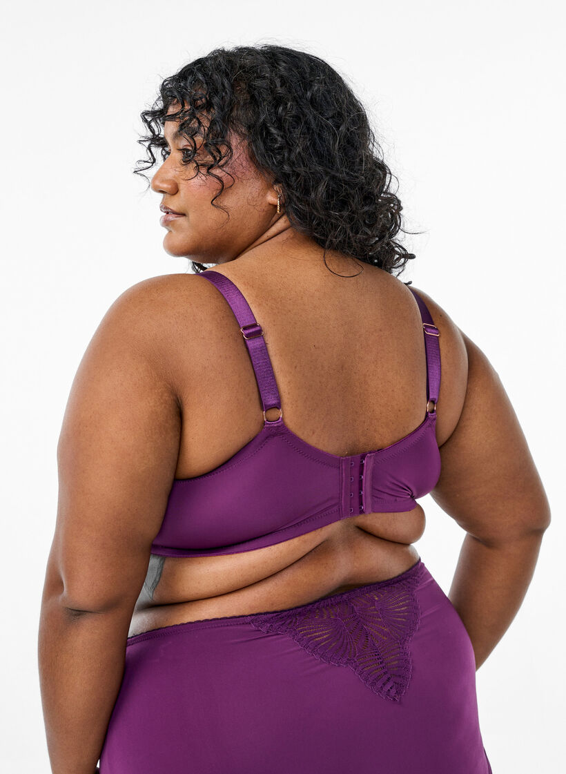 Polstret bh med blondedetaljer, Mørk Bordeaux, Model image number 2