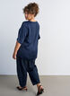 Satengbluse med albuelange ermer, Bl&aring;, Model image number 2