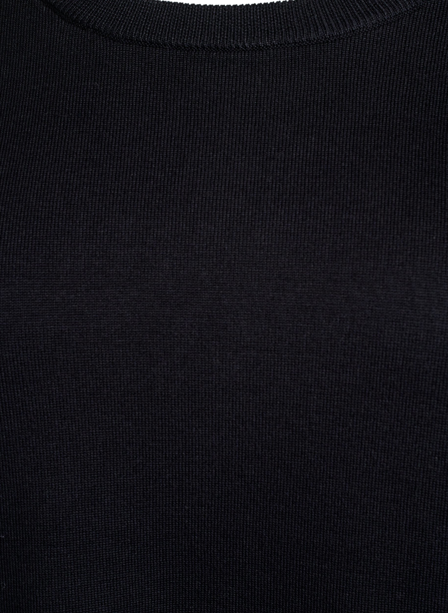 Zizzi Strikket bluse med korte ermer og sm&aring; sl&oslash;yfer, Svart, Packshot image number 2