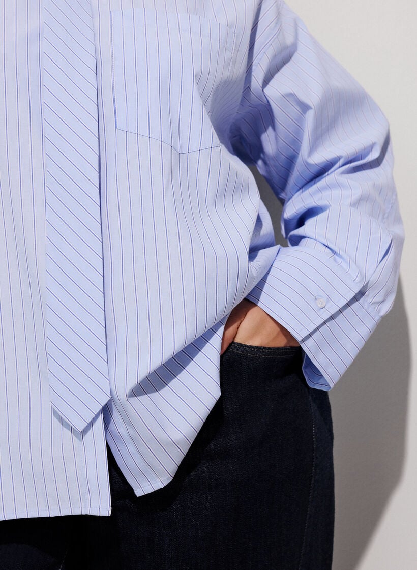 Loose fit skjorte med knytebelte, Bl&aring;, Model image number 4