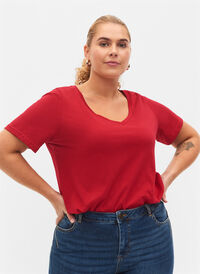 Basis T-skjorter i bomull 2 stk., Tango Red/Black, Model