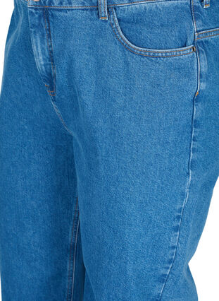 Straight jeans med høyt liv, Blue denim, Packshot image number 2