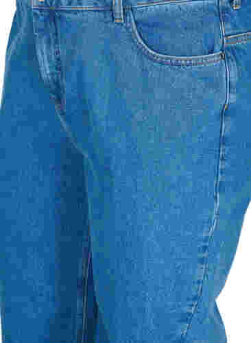 Straight jeans med høyt liv, Blue denim, Packshot image number 2