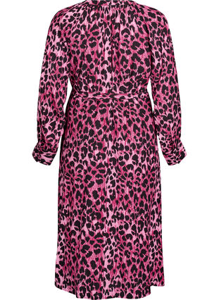 Zizzi Midikjole med knappelukking og knytebelte, Rosa, Packshot image number 1