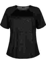 T-skjorte til trening med mønster og mesh, Black