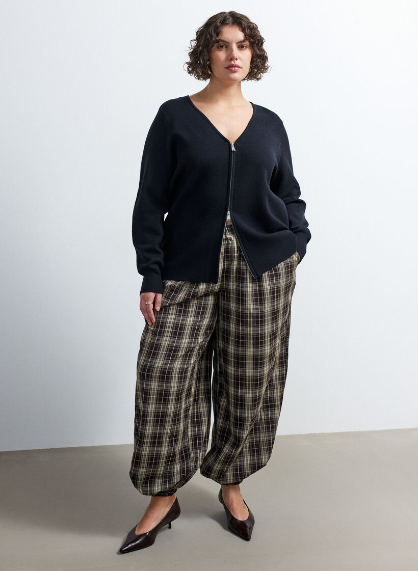Cardigan med toveis glidel&aring;s, Svart, Model image number 1