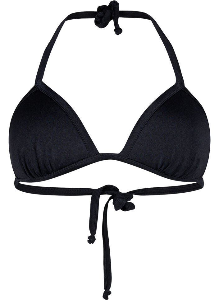 Ensfarget trekantbikini, Svart, Packshot image number 0