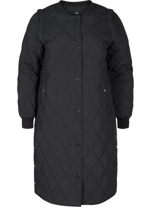 Quiltet 2-i-1 jakke med lommer, Black, Packshot image number 0