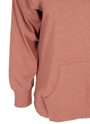 Melert sweatshirt med hette og lomme, Cognac Melange, Packshot image number 3