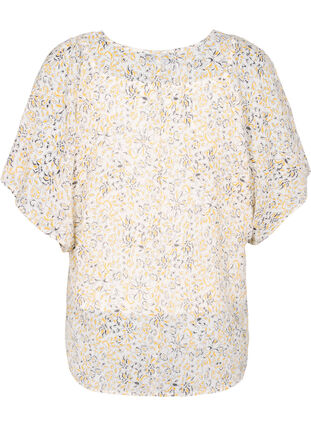 Mønstrete bluse med knyting og korte ermer, Icicle Flower AOP, Packshot image number 1