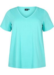 Kortermet T-skjorte med V-hals, Turquoise