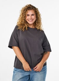 Jerseybluse med 1/2 raglanermer, Grå Jerseybluse med 1/2 raglanermer, Grå, Model