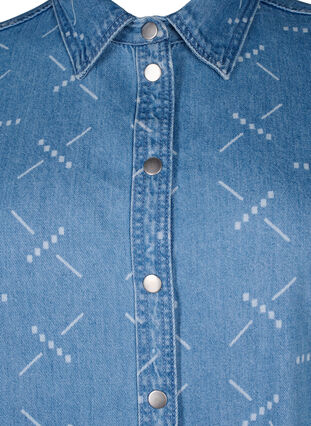 Zizzi Ledig dongerijakke med mønster, Light blue denim, Packshot image number 2