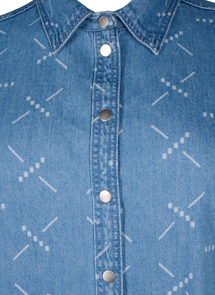 Ledig dongerijakke med mønster, Light blue denim, Packshot image number 2