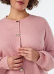 Cardigan i myk strikk med gullfargede knapper, Rosa, Model image number 3