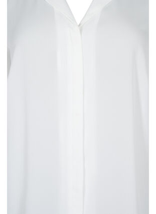 Zizzi Ensfarget skjorte med v-hals, Bright White, Packshot image number 2