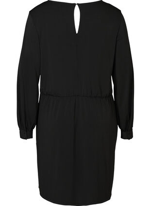 Langermet kjole med V-hals, Black, Packshot image number 1