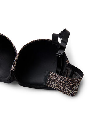 Zizzi Formstøpt BH med leopardmønstret mesh, Brun, Packshot image number 3