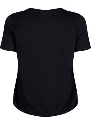 Kortermet T-skjorte i bomull med elastisk kant, Black w. Live, Packshot image number 1