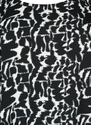 FLASH - Bluse med korte ermer og mønster, Black White AOP, Packshot image number 2