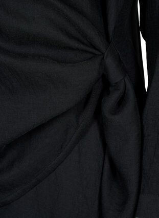 Langermet bluse i viskose med wrap look, Black, Packshot image number 3