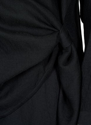 Zizzi Langermet bluse i viskose med wrap look, Black, Packshot image number 3