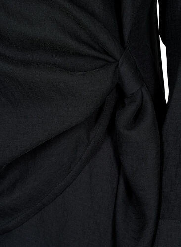 Langermet bluse i viskose med omslagslook, Black, Packshot image number 3