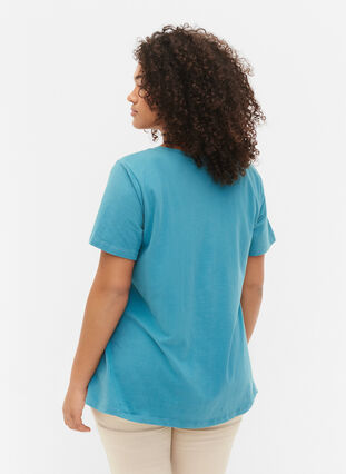Ensfarget basis T-skjorte i bomull, Brittany Blue, Model image number 1