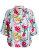 Bluse med albuelange ermer og fargerikt trykk, Bl&aring;, Packshot image number 0