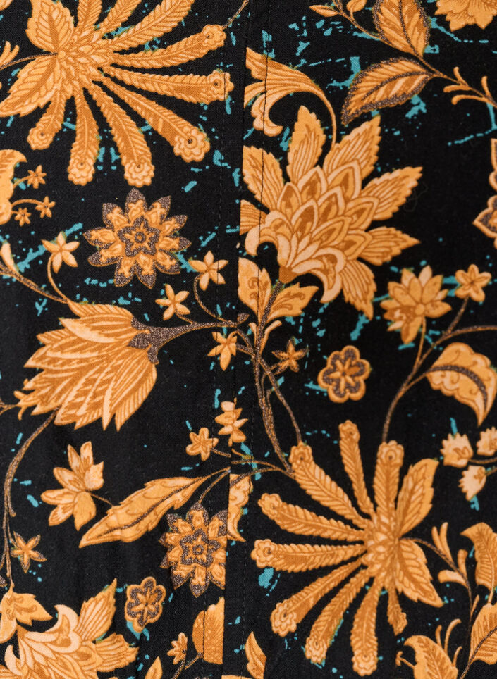 Blomstret bomullsbluse med knyting, Orange, Packshot image number 2