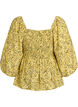 Bluse med smock og firkantet utringning, Gul, Packshot image number 1