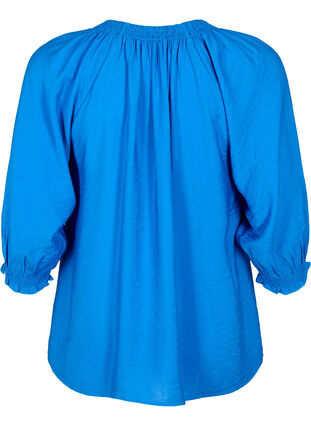 A-formet viskose bluse med 3/4-ermer, Strong Blue, Packshot image number 1