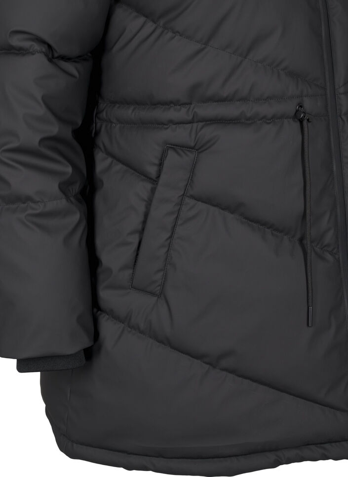 Vannavstøtende pufferjakke med hette, Black, Packshot
