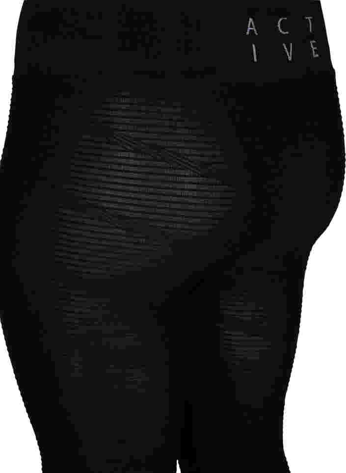 Sømløs treningstights med strukturmønster, Black, Packshot image number 3