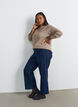 Melert strikkebluse med rund hals, Beige, Model image number 1