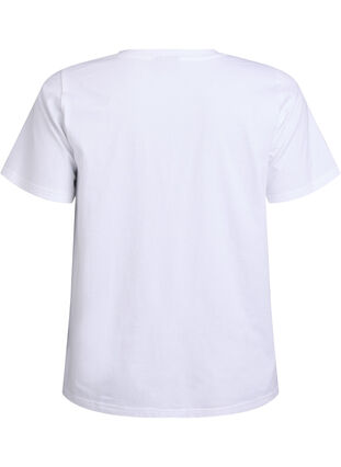 Zizzi T-skjorte i økologisk bomull med snor-detalj, White S.T.Pearls, Packshot image number 1