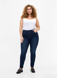 Supersmale jeans med høy midje, Dark Blue, Model