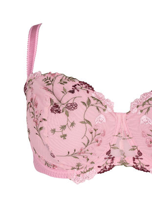 Zizzi Balconette-BH med broderte blomster, Rosa, Packshot image number 2