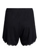 L&oslash;se nattshorts med ribbestruktur og blonderkant, Svart, Packshot image number 1