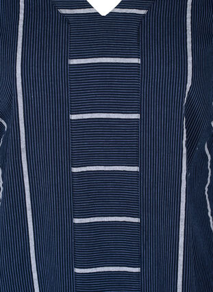 Stripete tunika i bomull med 3/4-ermer, N.Sky w.White Stripe, Packshot image number 2