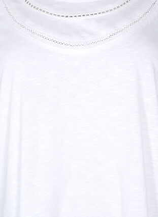 T-skjorte av bomull med blondekant, Bright White, Packshot image number 2